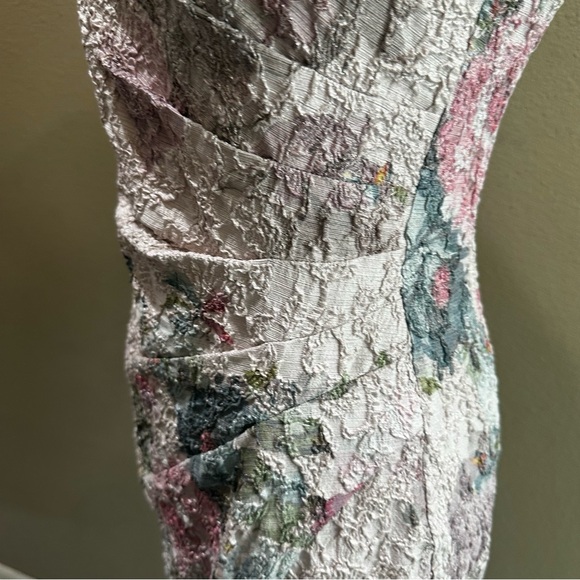 Floral Print Sleeveless Dress Adrianna Papell Ruched Sheath Midi Dress EUC - Picture 12 of 14